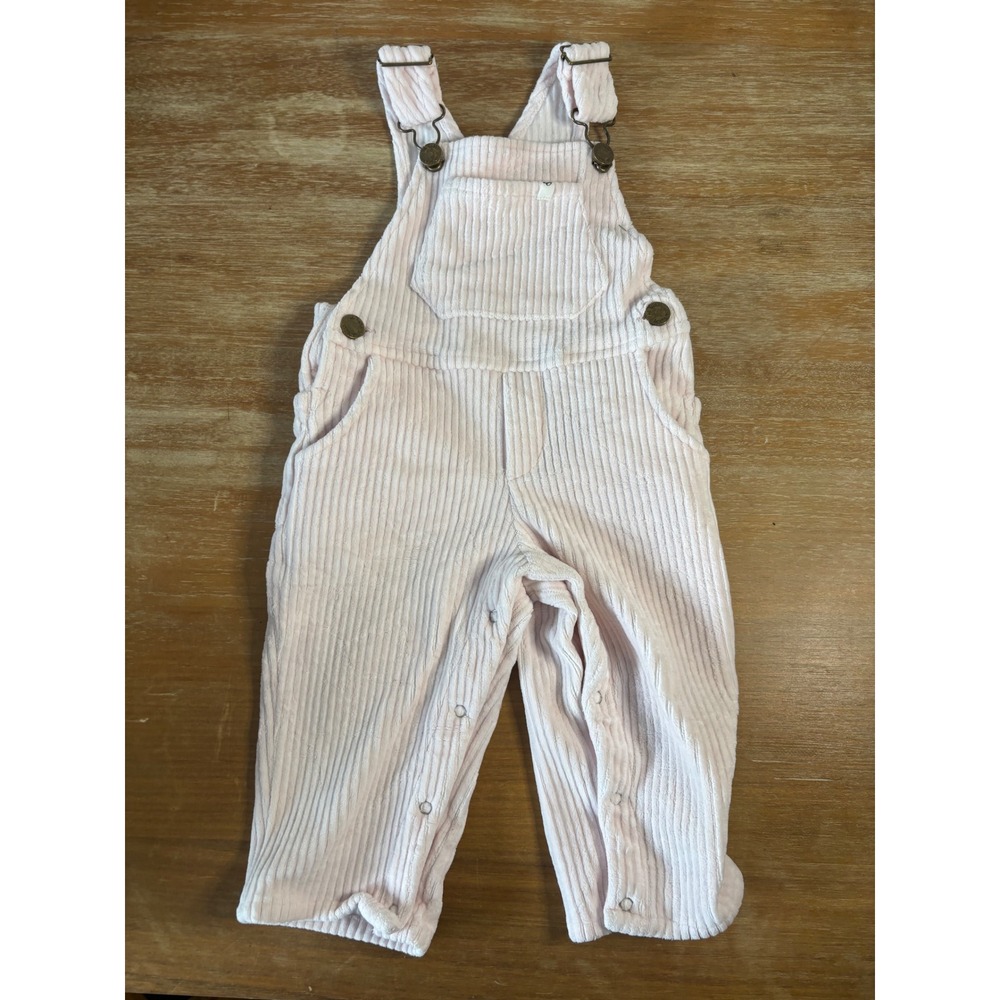 Oh Baby! Pink Corduroy Overalls‎ Baby Girls 12-18 Months Ribbed Snap Leg Bibs